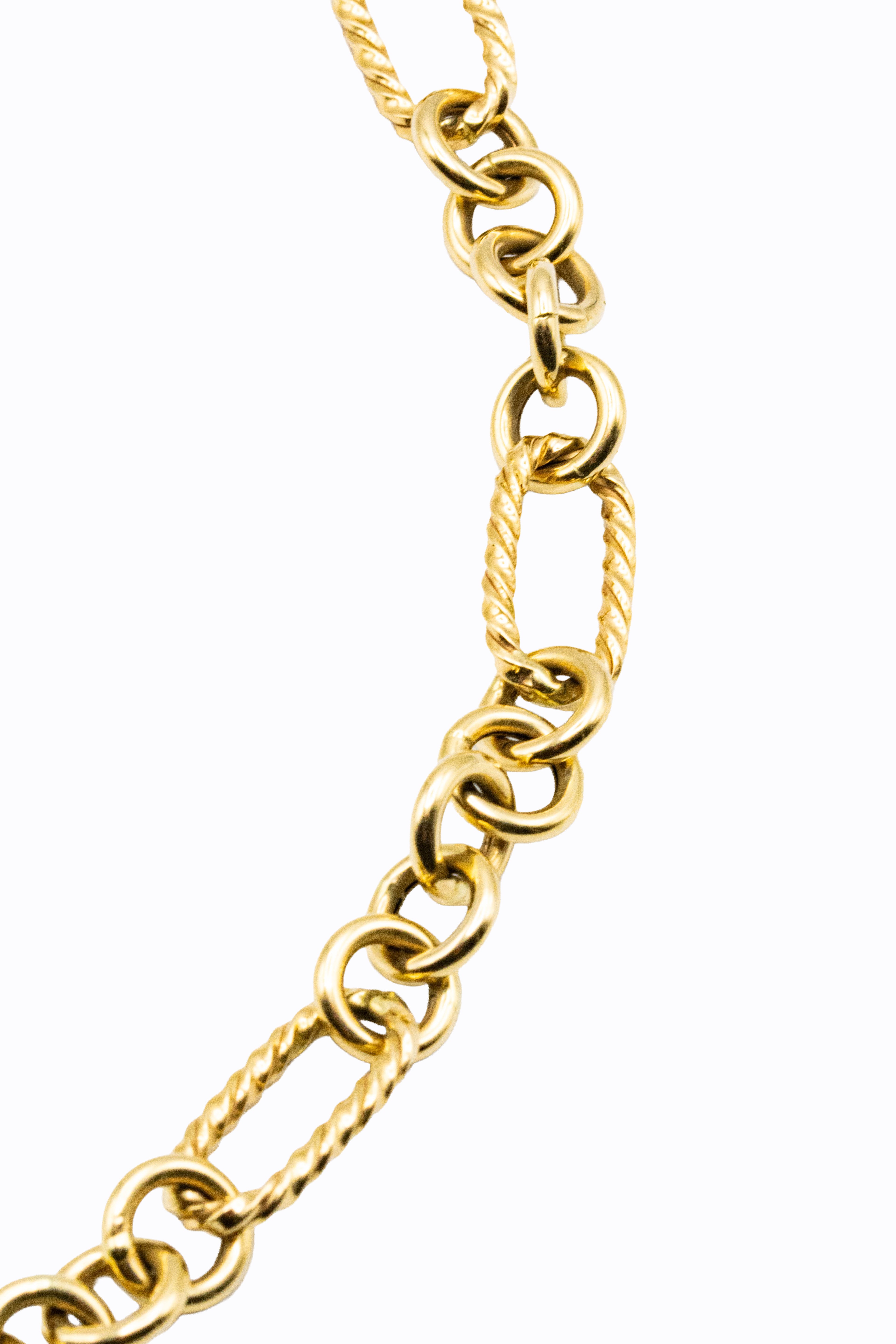 Estrella 14k Italian gold chain close-up showing twisted rope and round link detail by Alexandra Essex