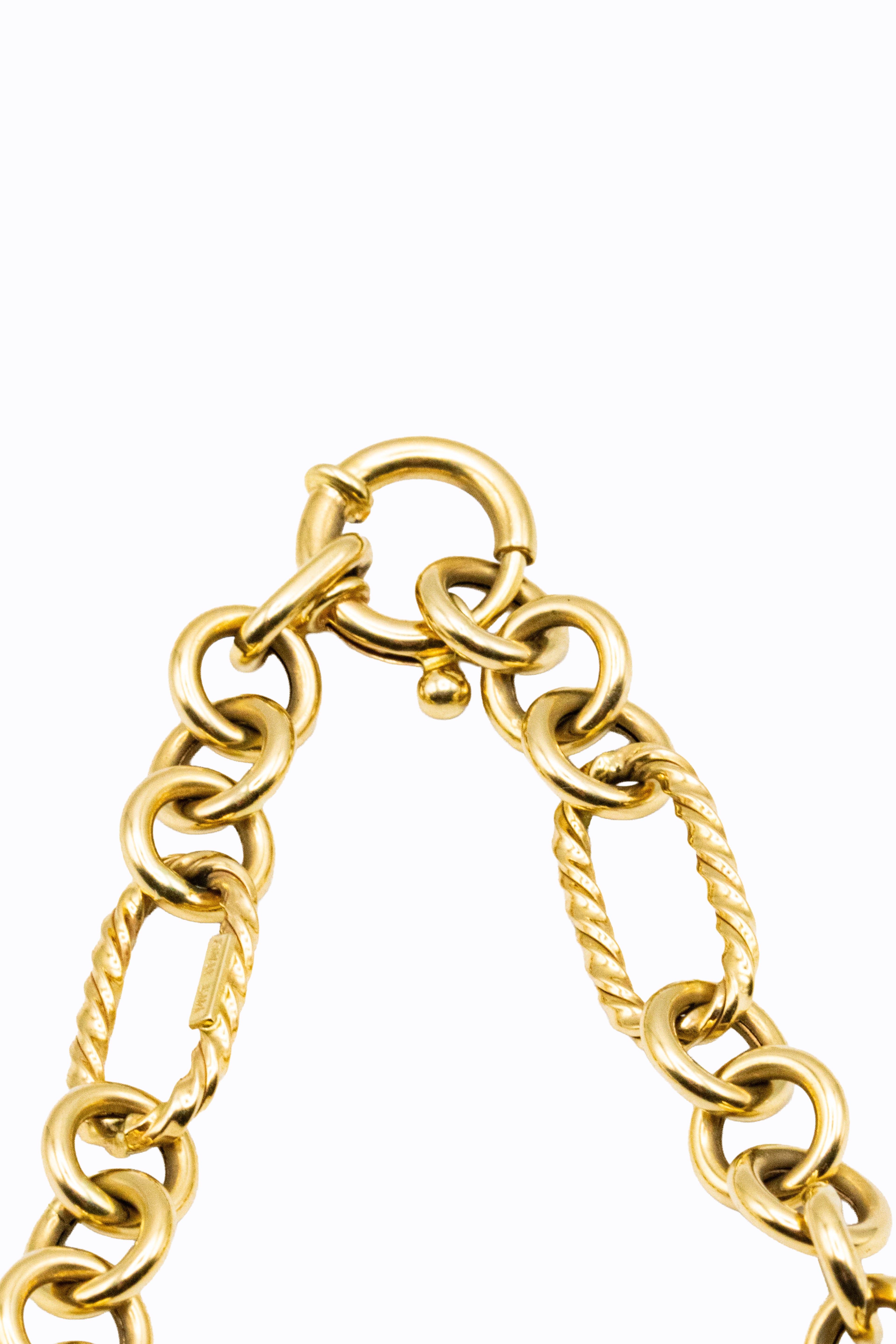 Estrella 14k Italian gold chain spring clasp detail showing bold link design by Alexandra Essex