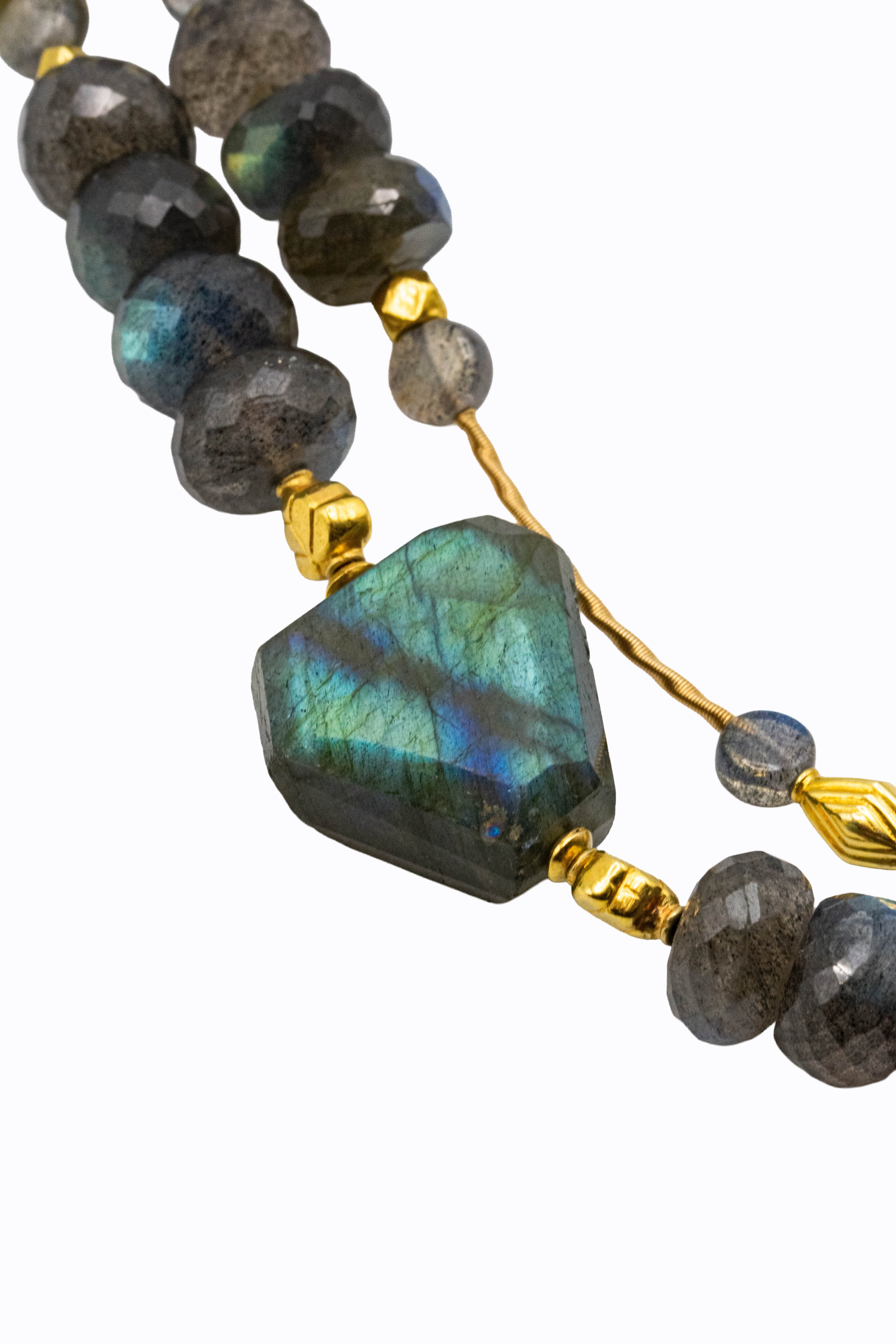 Goa labradorite diamond necklace 18k gold — detail — Alexandra Essex Exquisite Jewels