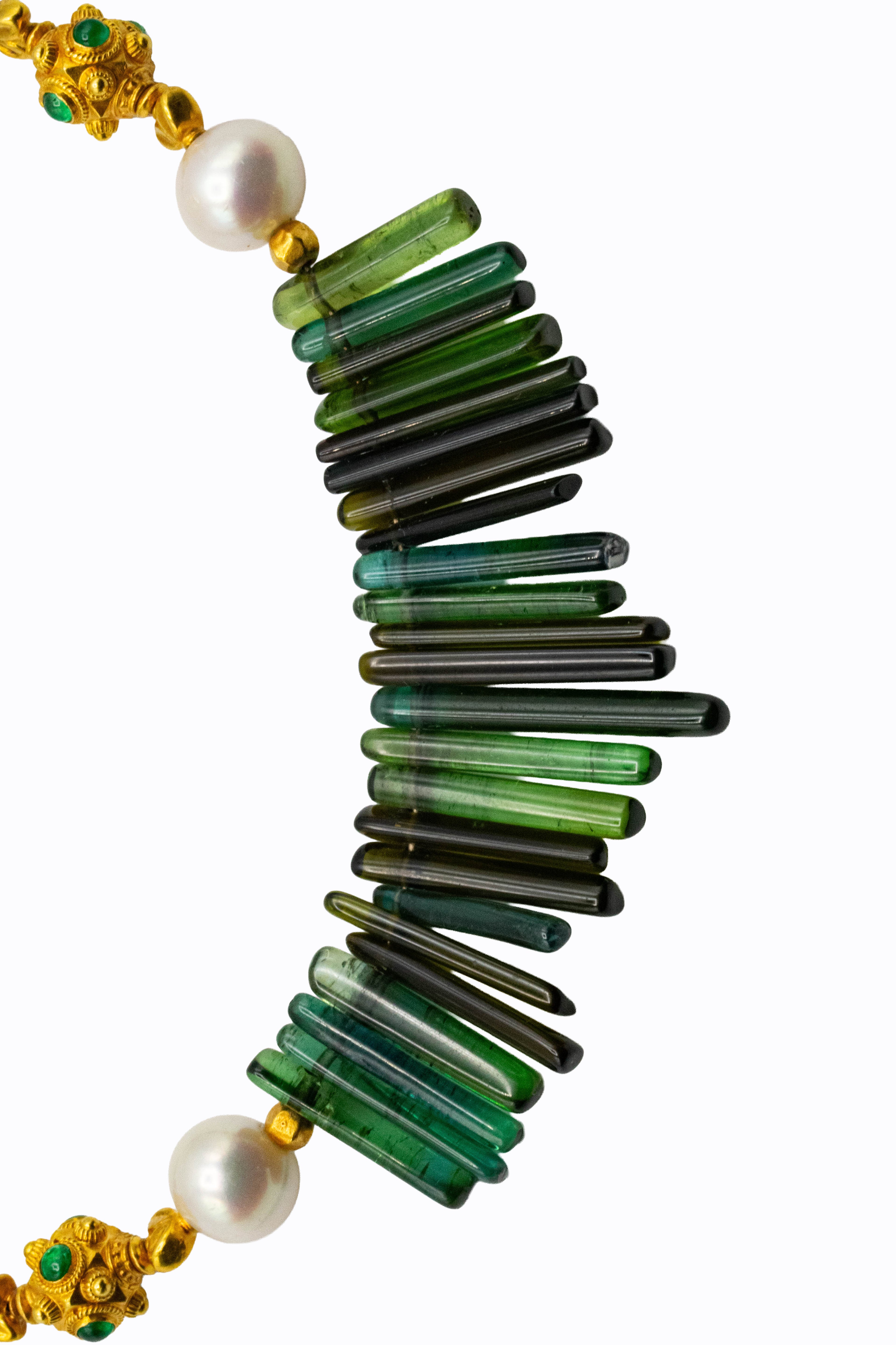 Verdure green tourmaline emerald necklace — alternate angle — Alexandra Essex Exquisite Jewels