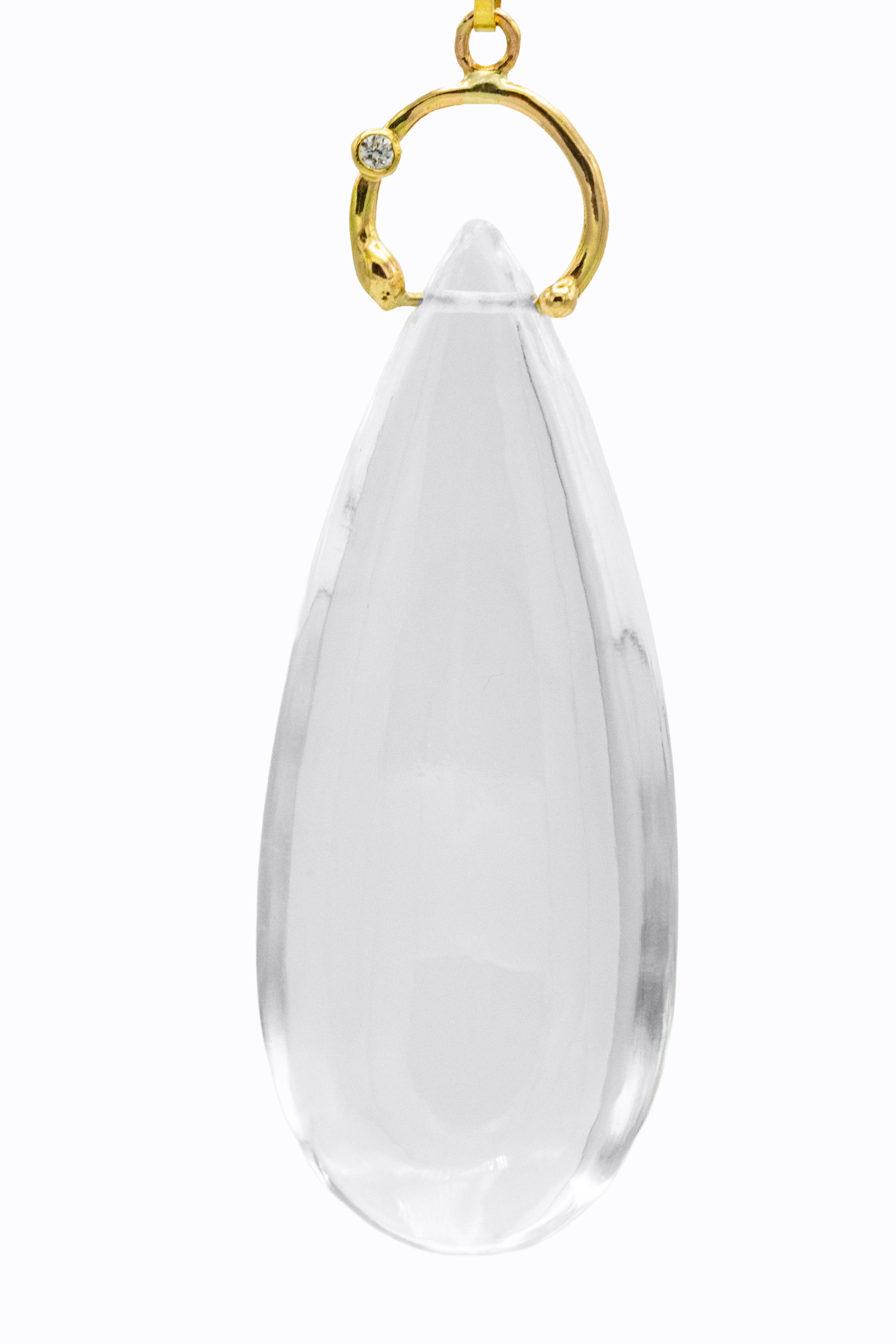 Agua Pura rock crystal 14k gold pendant — detail — Alexandra Essex Exquisite Jewels