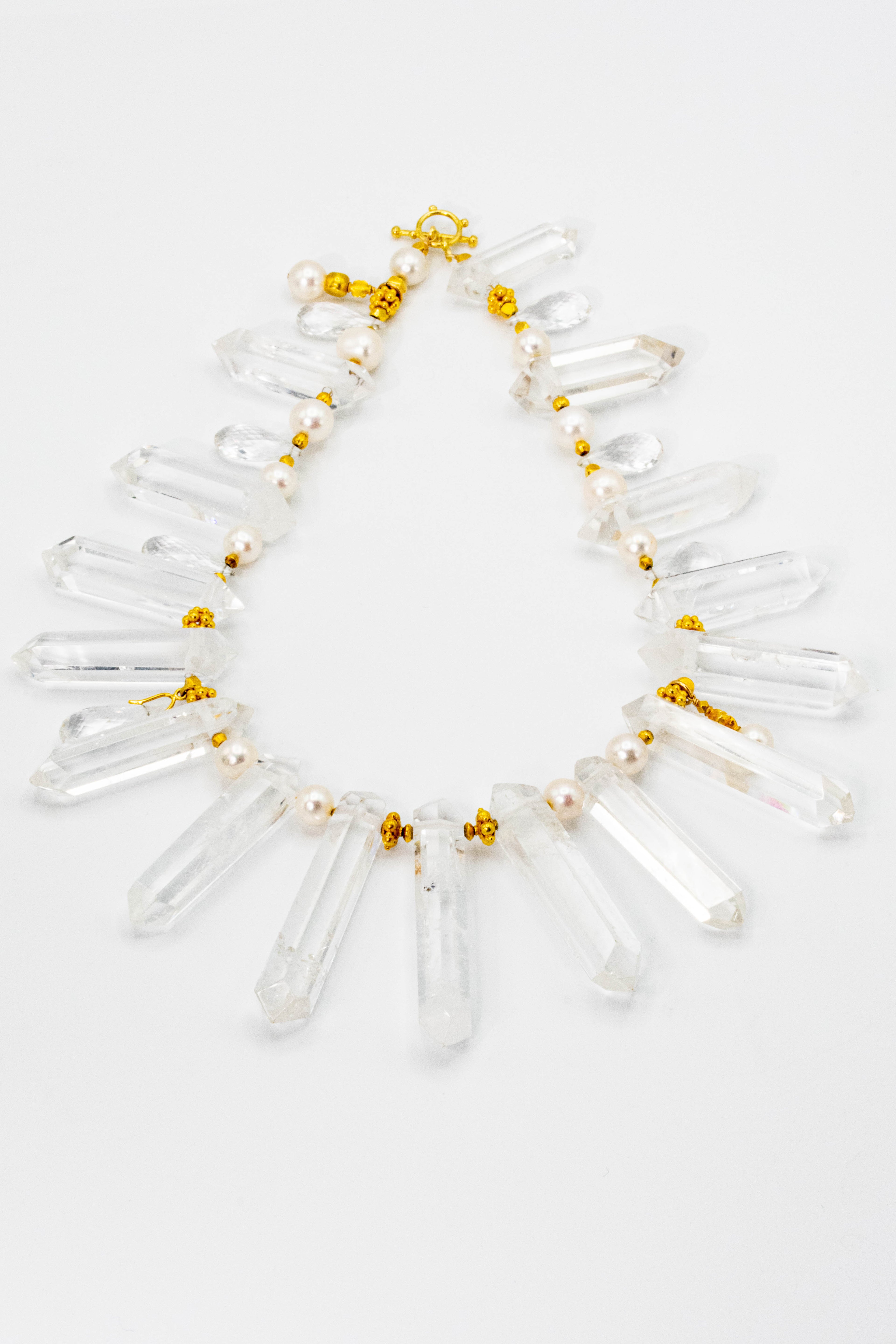 Lucidity quartz crystal 18k gold necklace — detail — Alexandra Essex Exquisite Jewels