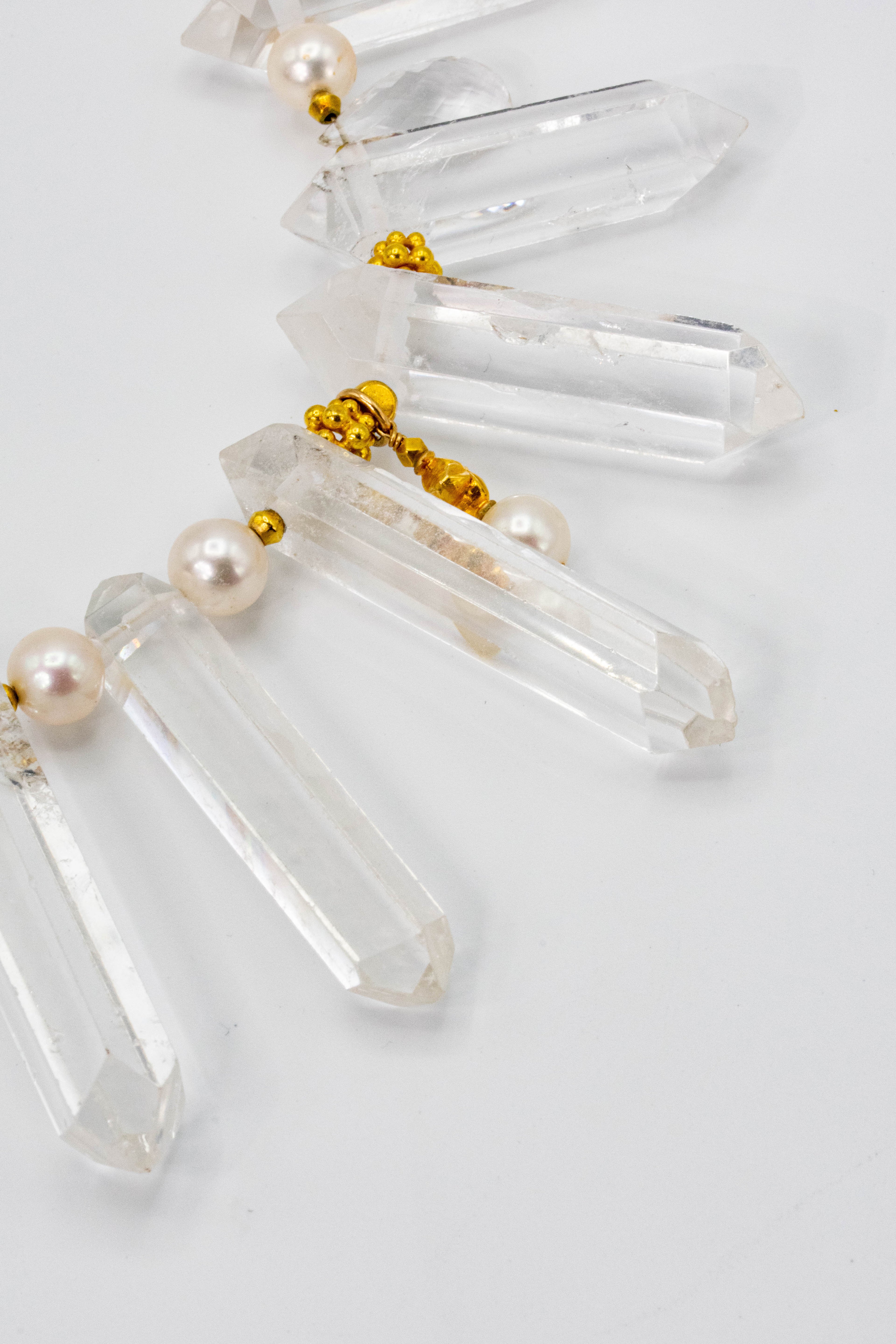 Lucidity natural quartz 18k gold necklace — close-up — Alexandra Essex Exquisite Jewels