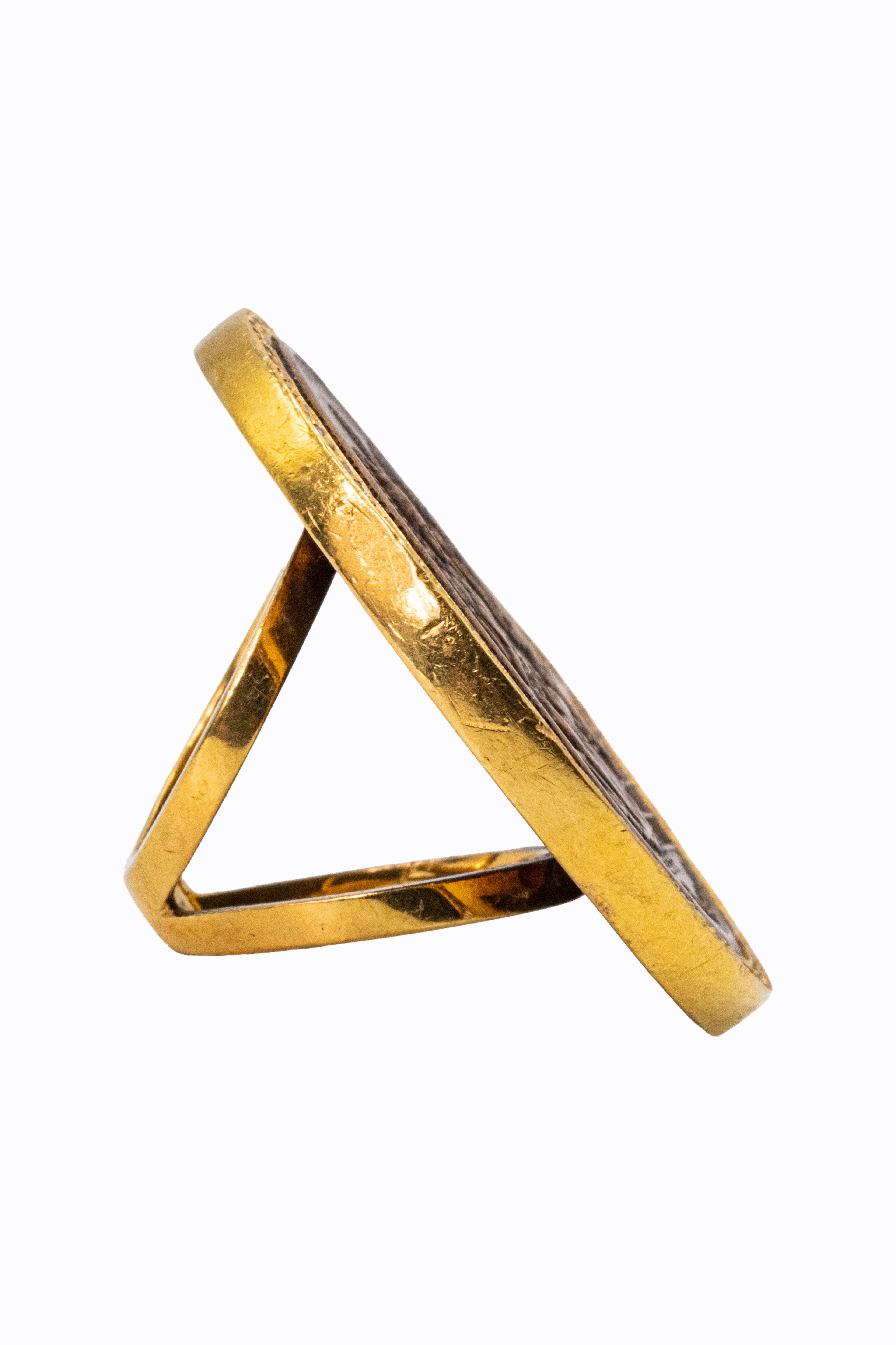 Mumbai antique coin diamond ring — alternate view — Alexandra Essex Exquisite Jewels
