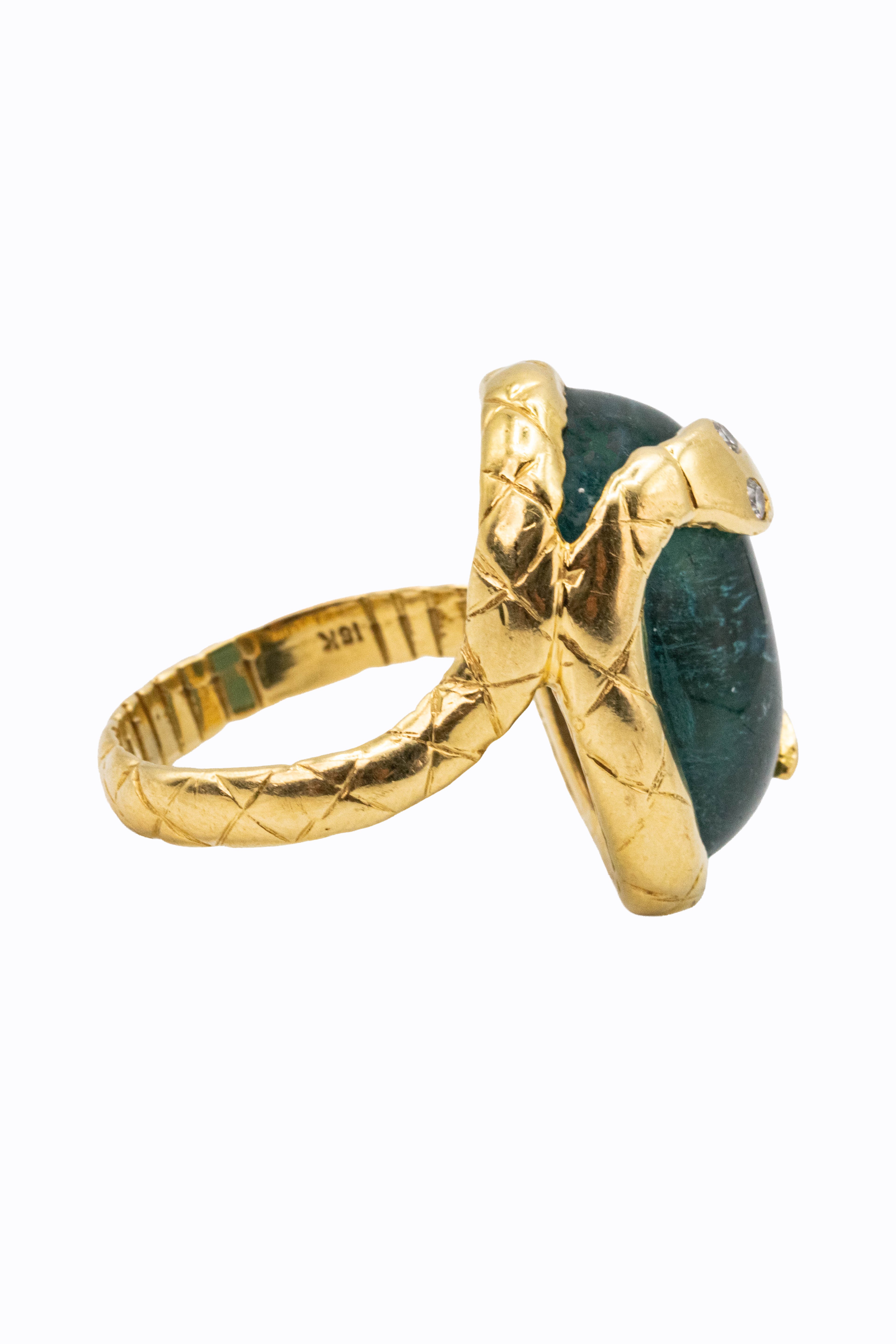 Snakie handmade 18k gold ring with diamond eyes — Alexandra Essex Exquisite Jewels