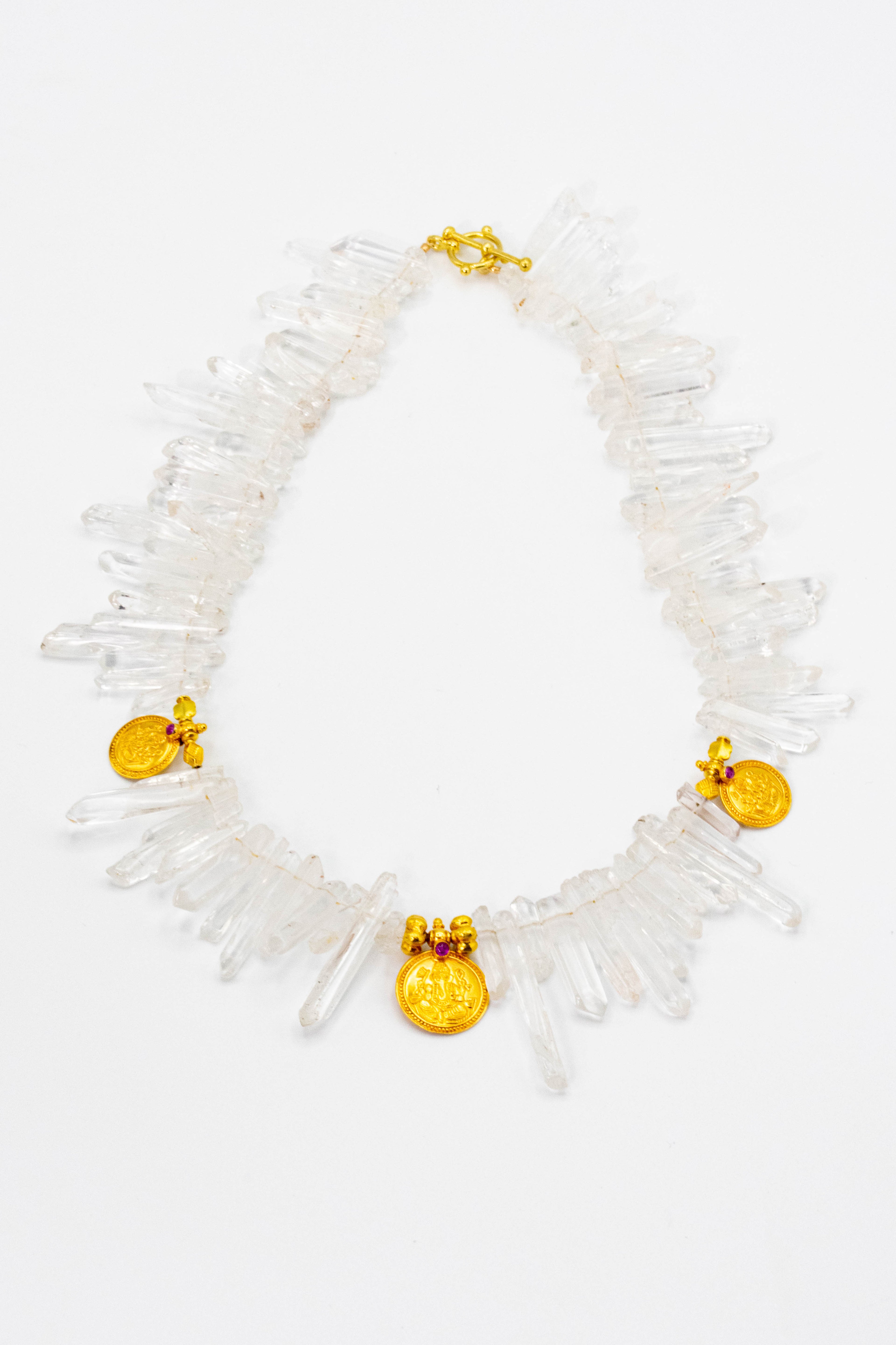 Tibetan quartz Ganesh necklace 18k gold — detail — Alexandra Essex Exquisite Jewels